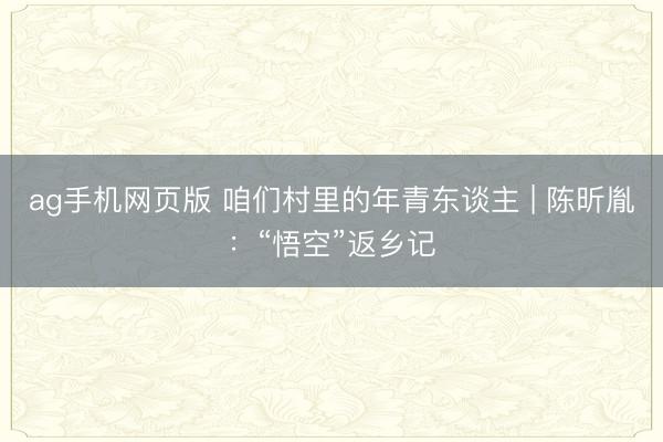 ag手机网页版 咱们村里的年青东谈主 | 陈昕胤：“悟空”返乡记