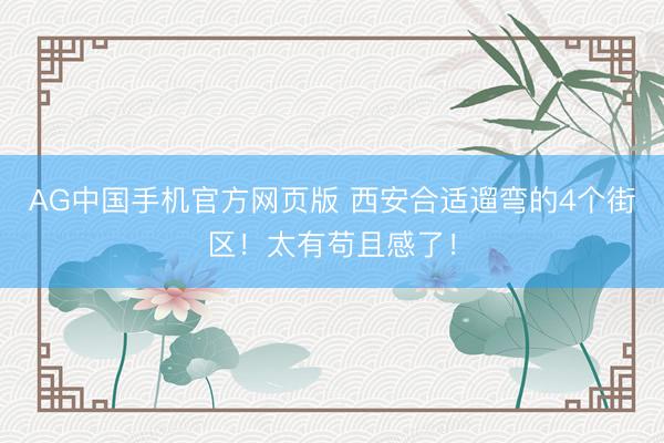 AG中国手机官方网页版 西安合适遛弯的4个街区！太有苟且感了！