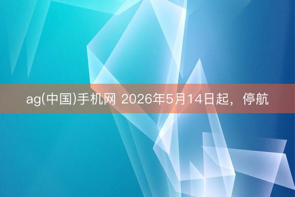 ag(中国)手机网 2026年5月14日起，停航
