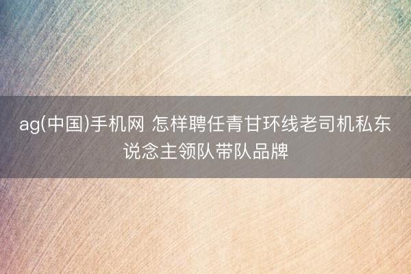 ag(中国)手机网 怎样聘任青甘环线老司机私东说念主领队带队品牌