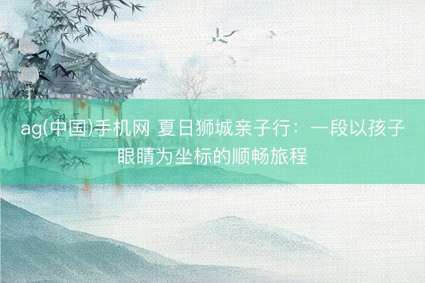 ag(中国)手机网 夏日狮城亲子行：一段以孩子眼睛为坐标的顺畅旅程