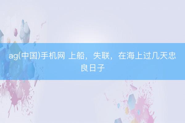 ag(中国)手机网 上船，失联，在海上过几天忠良日子