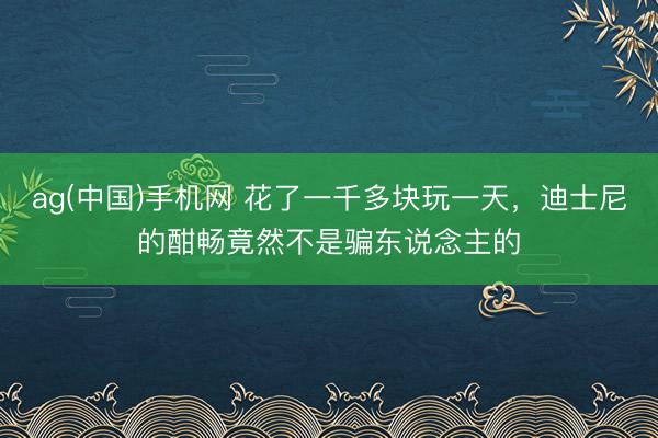 ag(中国)手机网 花了一千多块玩一天，迪士尼的酣畅竟然不是骗东说念主的