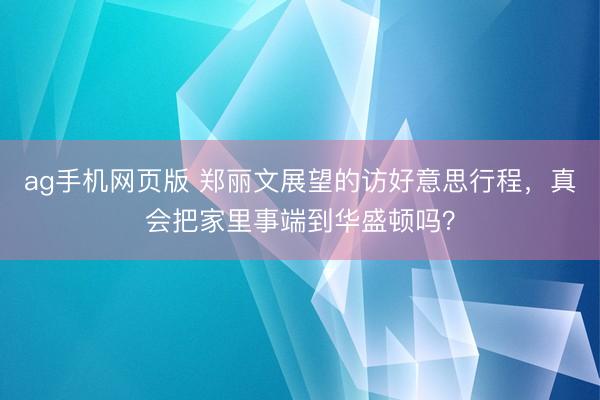 ag手机网页版 郑丽文展望的访好意思行程,真会把家里事端到华盛顿吗?