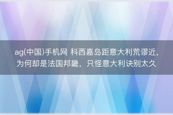 ag(中国)手机网 科西嘉岛距意大利荒谬近，为何却是法国邦畿，只怪意大利诀别太久