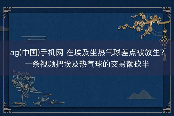 ag(中国)手机网 在埃及坐热气球差点被放生?一条视频把埃及热气球的交易额砍半