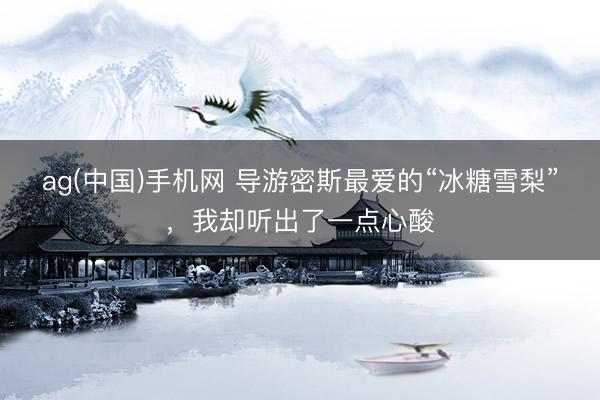 ag(中国)手机网 导游密斯最爱的“冰糖雪梨”，我却听出了一点心酸