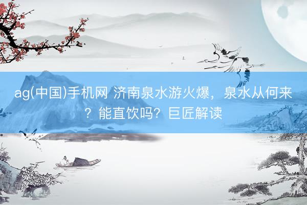 ag(中国)手机网 济南泉水游火爆，泉水从何来？能直饮吗？巨匠解读