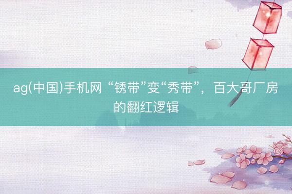 ag(中国)手机网 “锈带”变“秀带”，百大哥厂房的翻红逻辑