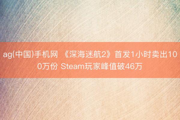ag(中国)手机网 《深海迷航2》首发1小时卖出100万份 Steam玩家峰值破46万