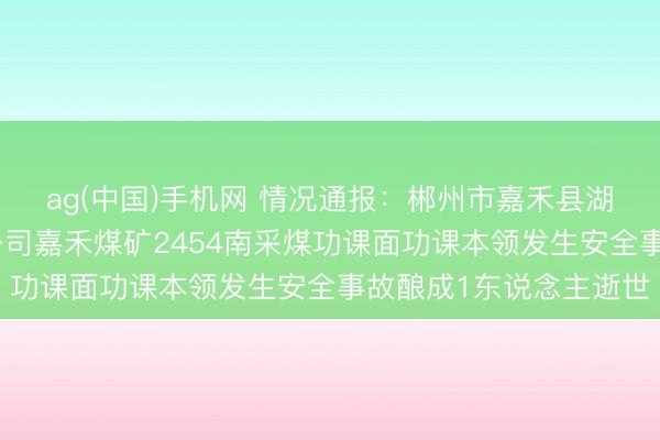 ag(中国)手机网 情况通报：郴州市嘉禾县湖南湘煤嘉和矿业有限公司嘉禾煤矿2454南采煤功课面功课本领发生安全事故酿成1东说念主逝世