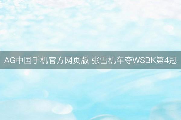 AG中国手机官方网页版 张雪机车夺WSBK第4冠