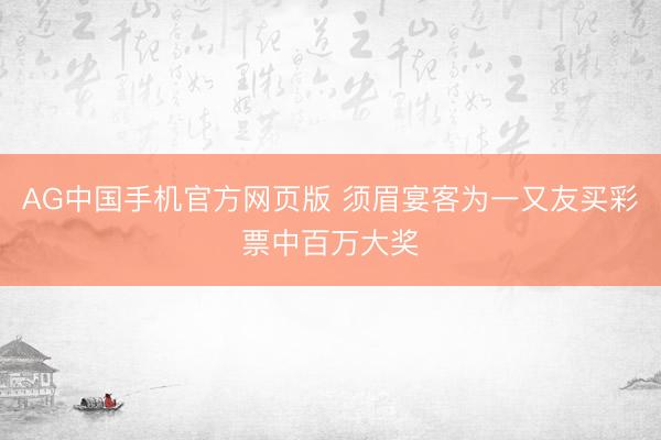 AG中国手机官方网页版 须眉宴客为一又友买彩票中百万大奖