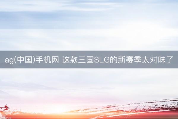 ag(中国)手机网 这款三国SLG的新赛季太对味了