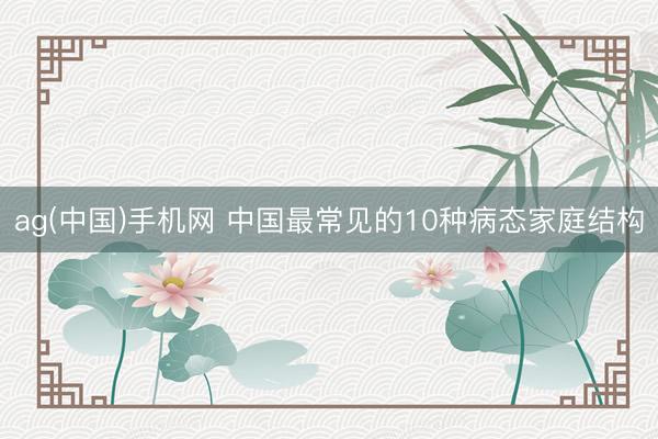 ag(中国)手机网 中国最常见的10种病态家庭结构