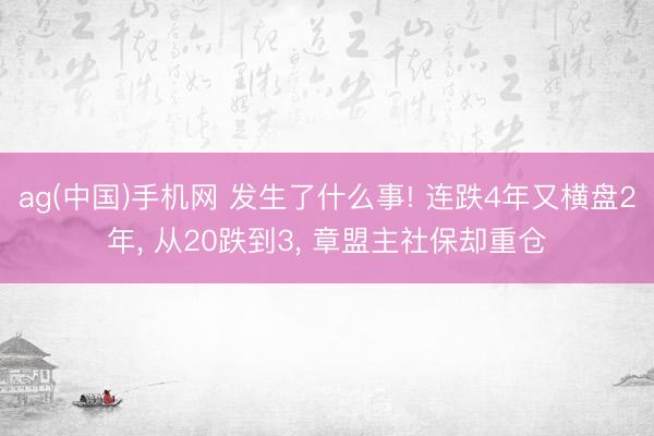ag(中国)手机网 发生了什么事! 连跌4年又横盘2年， 从20跌到3， 章盟主社保却重仓
