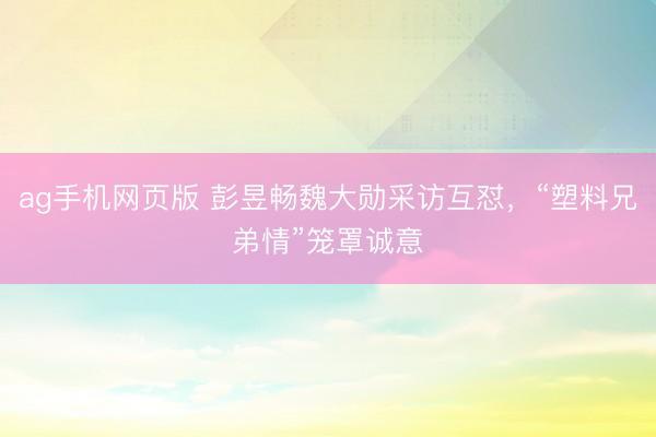 ag手机网页版 彭昱畅魏大勋采访互怼，“塑料兄弟情”笼罩诚意