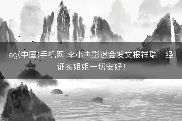 ag(中国)手机网 李小冉影迷会发文报祥瑞：经证实姐姐一切安好！