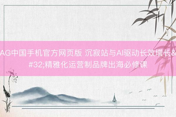 AG中国手机官方网页版 沉寂站与AI驱动长效增长 精雅化运营制品牌出海必修课
