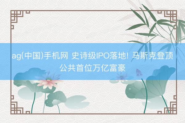 ag(中国)手机网 史诗级IPO落地! 马斯克登顶公共首位万亿富豪