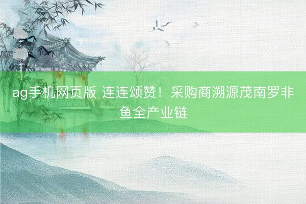 ag手机网页版 连连颂赞！采购商溯源茂南罗非鱼全产业链