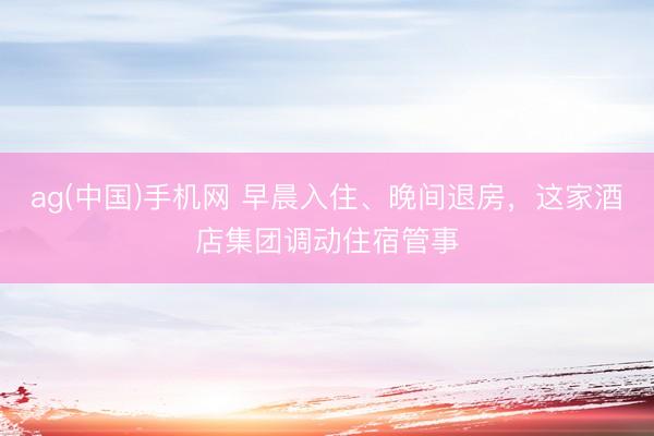 ag(中国)手机网 早晨入住、晚间退房,这家酒店集团调动住宿管事