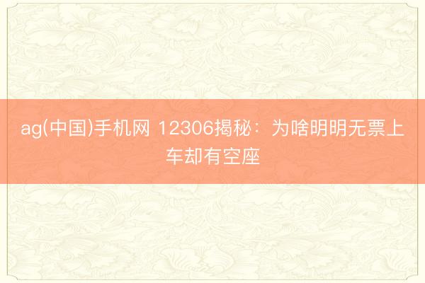 ag(中国)手机网 12306揭秘：为啥明明无票上车却有空座